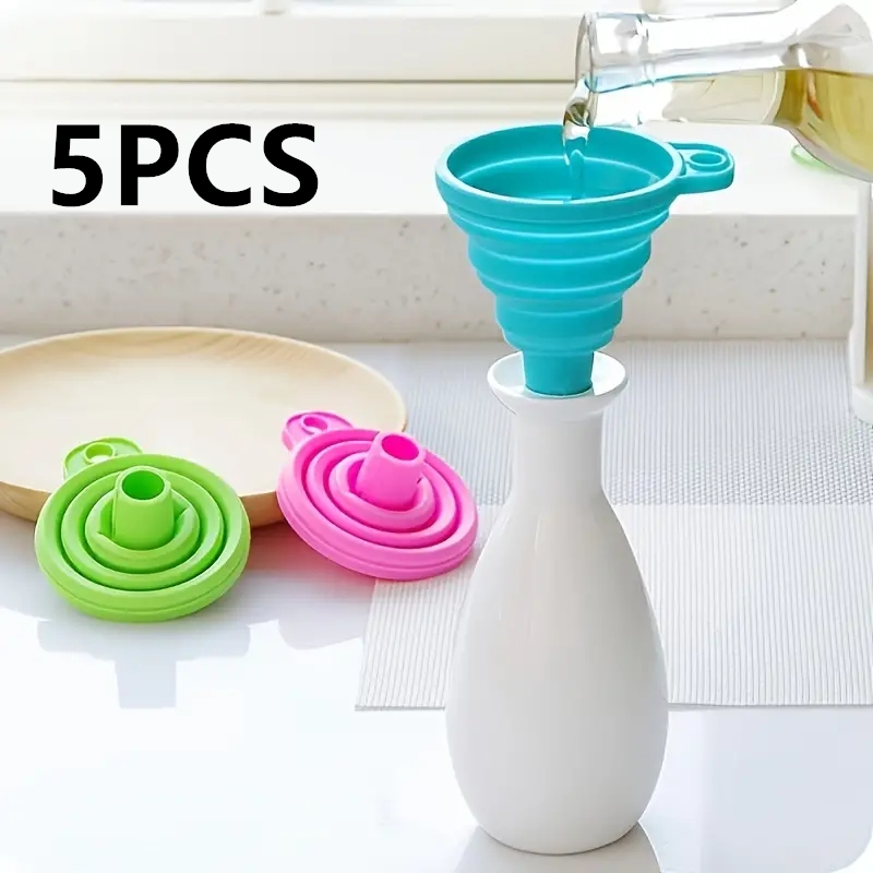 Kitchen Gadgets Small - Silicone Folding Funnel Multifunctional Portable Mini