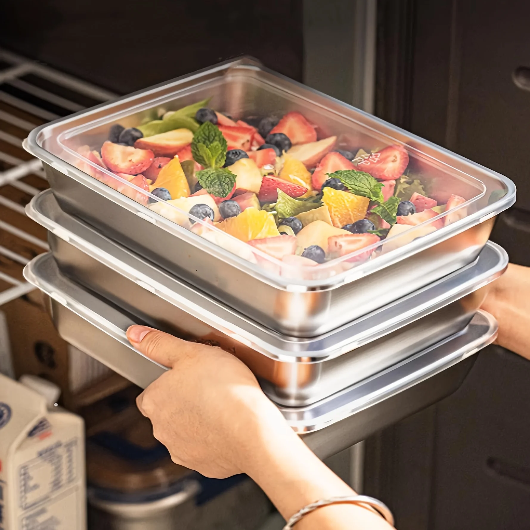 Kitchen Gadgets Plus - 3pcs Stainless Steel Food Containers &