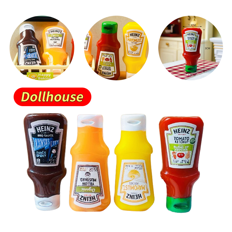 Kitchen Gadgets Plus - 4Pcs Dollhouse Miniature Strawberry Sauce Jam