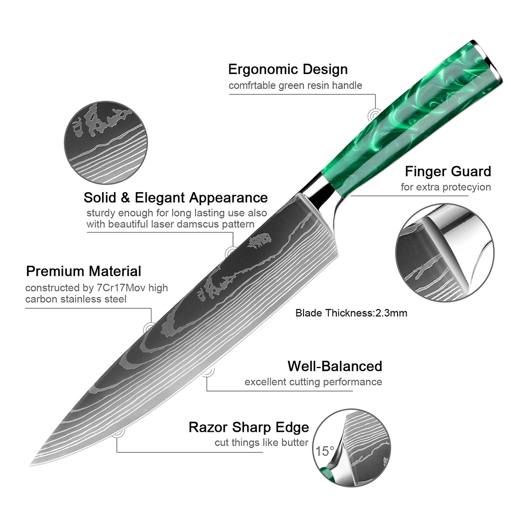 XITUO 1-10 PCS Kitchen Knives  - đánh giá và giá Kitchen Gadgets Green