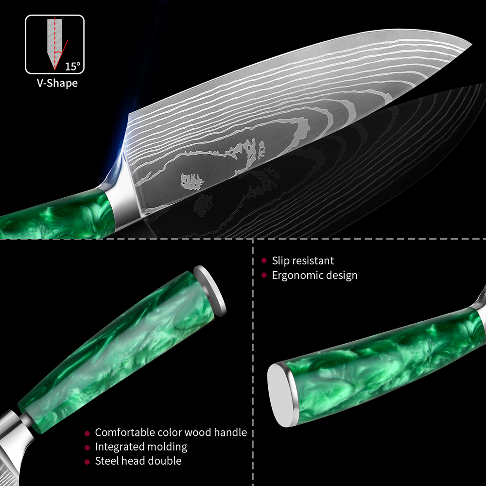 XITUO 1-10 PCS Kitchen Knives  - đánh giá và giá Kitchen Gadgets Green