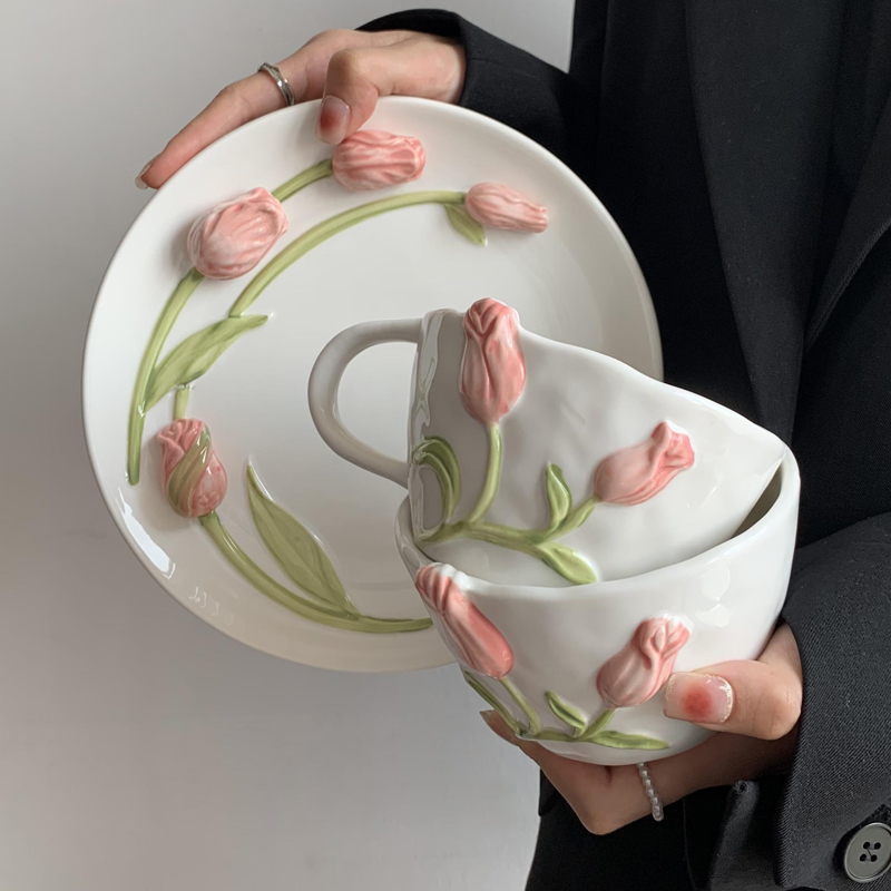 Tulip Ceramic Mug Embossed Flo - đánh giá và giá Kitchen Gadgets Plus