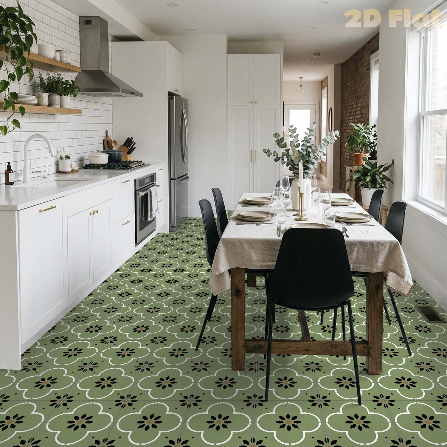 Bohemian Green Floral Floor Ti - đánh giá và giá Kitchen Gadgets Green