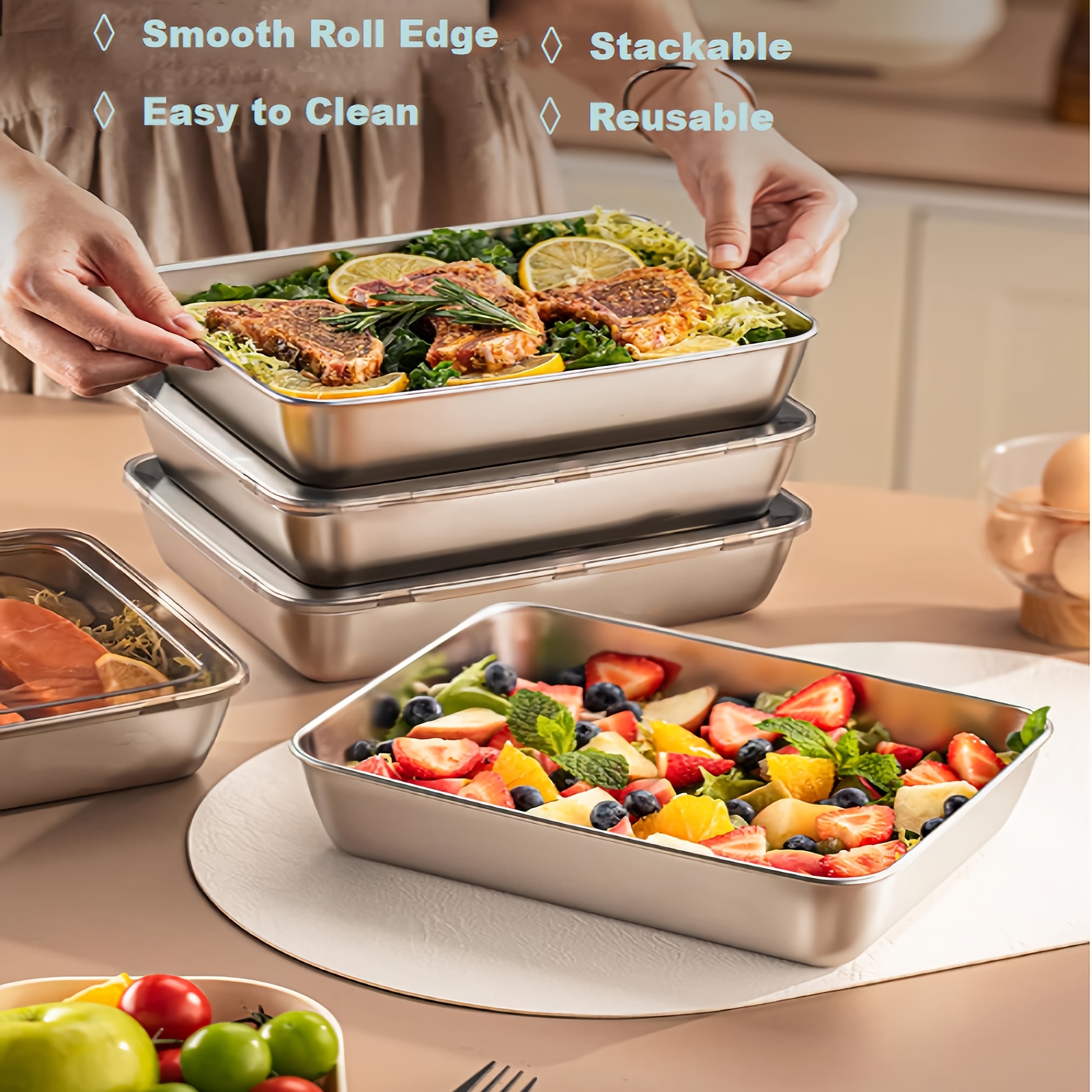 3pcs Stainless Steel Food Cont - đánh giá và giá Kitchen Gadgets Plus